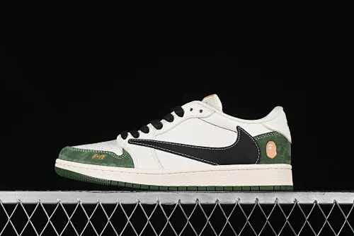 All categories Air Jordan Jordan series basketball shoes Air Jordan 1 Low High-end customized low-top sneakers Travis Scott x Fragment Design x Air Jordan 1 Low OG SP AJ1 Joe 1 Bape joint-jungle green low-top cultural casual sneakers XY2688-107